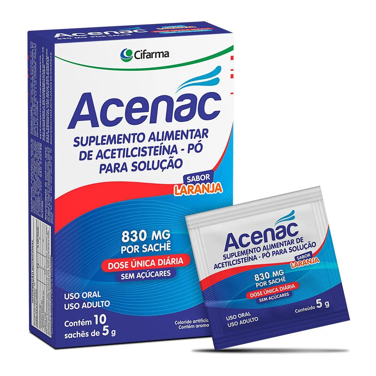 Acenac Acetilcisteína 830mg pó 10 envelopes de 5g cada