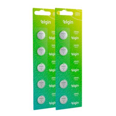 10 Baterias Pilha Moeda Cr2430 3v 2 Cartelas Relógio Elgin