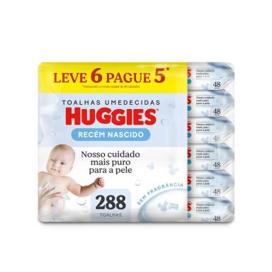 Kit Lenço Umedecido Huggies Disney Baby Recém Nascido Hipoalergênico Sem Fragrância 48 unidades 6 pacotes