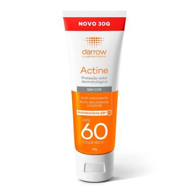Protetor Solar Facial Darrow Actine FPS 60 Antioliosidade Toque Seco Sem Cor 30g