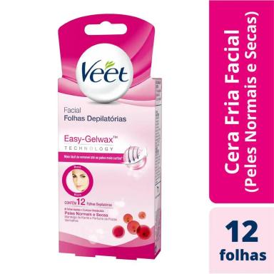 Folha Depilatória Facial Veet Easy-Gelwax 12 folhas