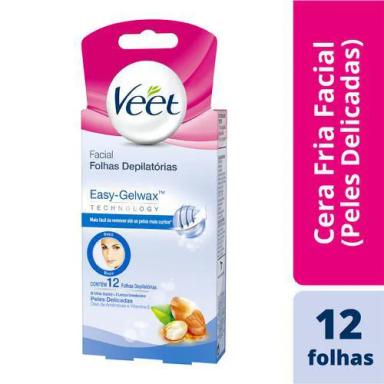 Folha Depilatória Facial Veet Easy-Gelwax Peles Delicadas 12 folhas