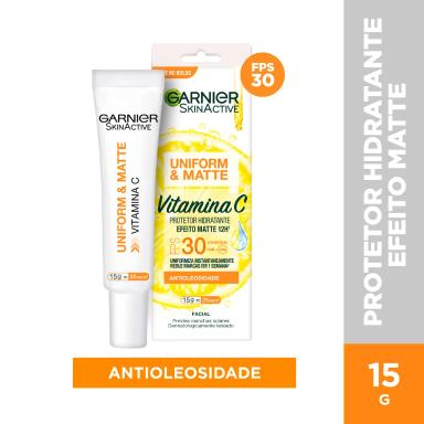 Protetor Solar Hidratante Facial Garnier Uniform & Matte Vitamina C FPS 30 15g