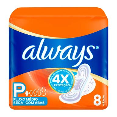 Absorvente Always Seca P com Abas 8 unidades