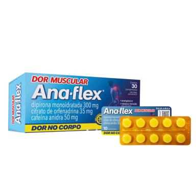 Ana-Flex Citrato de Orfenadrina 35mg + Dipirona Monoidratada 300mg + Cafeína Anidra 50mg - 10 comprimidos