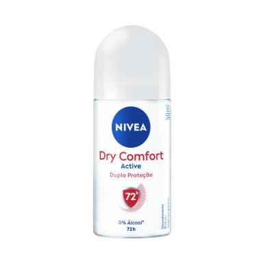 Desodorante Antitranspirante Roll-On Nivea Active Dry Comfort Feminino 72h Sem Álcool 50ml
