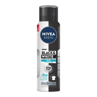 Desodorante Antitranspirante Aerosol Nivea Men Black & White Invisible Fresh 72h 150ml