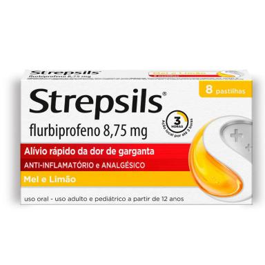 Pastilha para Garganta com Anti-inflamatório e Analgésico Strepsils Sabor Mel e Limão 8 unidades