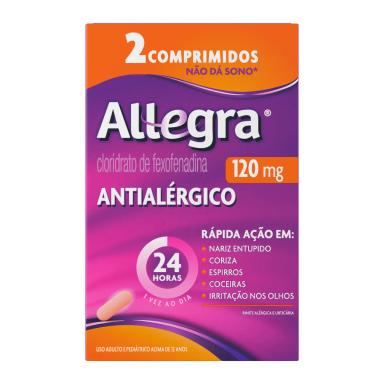 Antialérgico Allegra Cloridrato de Fexofenadina 120mg 2 comprimidos