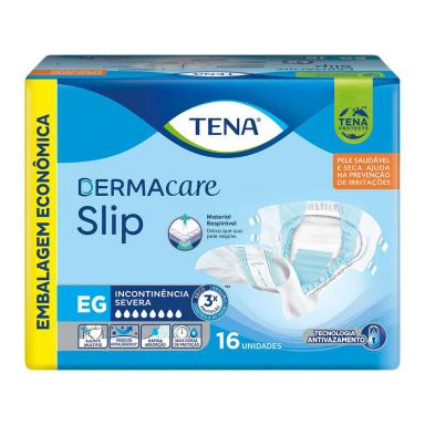 Fralda Geriátrica Tena DermaCare Slip Descartável EG Absorção Intensa 16 unidades