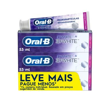 Creme Dental Oral-B 3D White Brilliant Fresh 70g 3 unidades