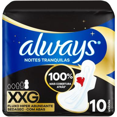 Absorvente Always Noites Tranquilas Seca XXG Com Abas 10 unidades