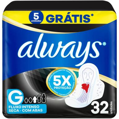 Absorvente Always Noturno Seca G com Abas 32 unidades