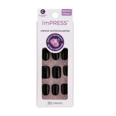 Unhas Autocolantes Kiss NY Impress Color Quadrado Curto Text Appeal 30 Unidades