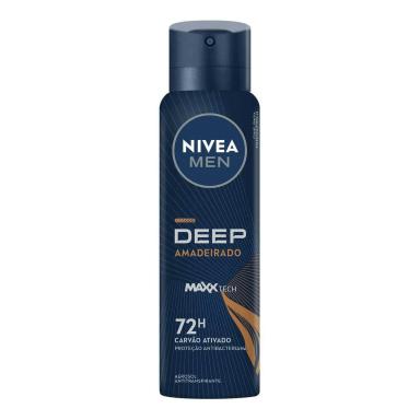 Desodorante Antitranspirante Aerosol Nivea Men Carvão Aditivado Deep Amadeirado 48h 150ml