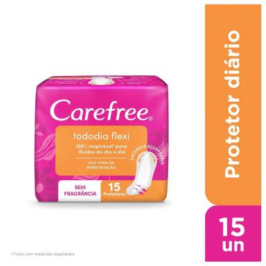 Protetor Diário Carefree Tododia Flexi Sem Perfume 15 unidades