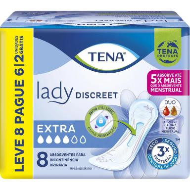Absorvente para Incontinência Urinária Tena Lady Discreet Extra Feminino Absorção Moderada 8 unidades
