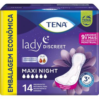 Absorvente para Incontinência Urinária Tena Lady Discreet Maxi Night Feminino 14 unidades