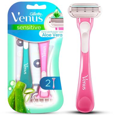 Aparelho de Depilar Gillette Venus Sensitive Feminino com 2 unidades