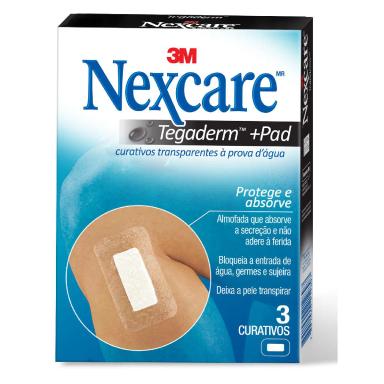 Curativo Transparente Nexcare Tegaderm + Pad  À Prova D'Água com 3 unidades