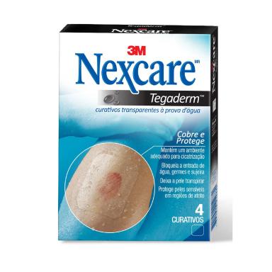 Curativo Grande 3M Nexcare Tegaderm sem Pad Transparente com 4 Unidades
