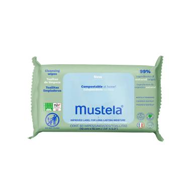 Lenço Umedecido Vegetal Mustela Compostáveis Com Perfume 60 unidades
