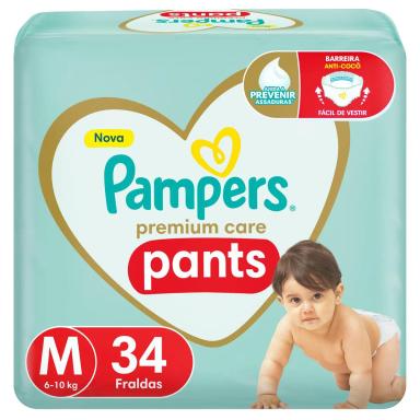 Fralda Pampers Pants Premium Care M 34 unidades