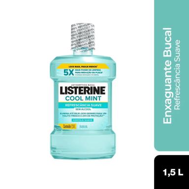Enxaguante Antisséptico Bucal Listerine Cool Mint Zero Álcool Hortelã Suave 1,5L