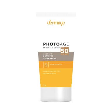 Protetor Solar Facial Dermage Photoage Mineral Fluido Pele Sensível FPS 50 Média 50g