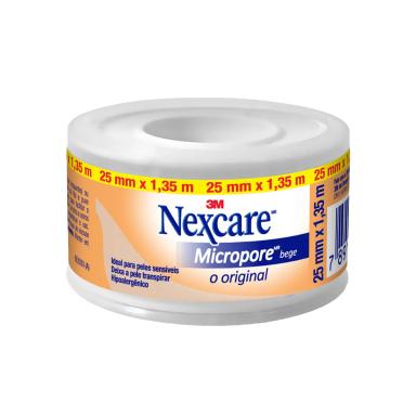 Fita Micropore Nexcare Bege com 1 rolo de 25mm x 1,35m