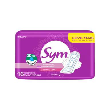 Absorvente Sym Premium Cobertura Suave Com Abas 16 Unidades