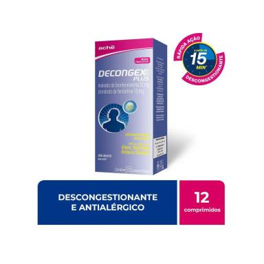 Decongex Plus Maleato de Clorfeniramina 12mg + Cloridrato Fenillefrina 15mg 12 comprimidos
