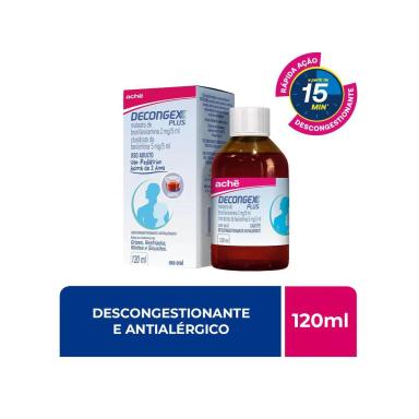 Decongex Plus Maleato de Bronfeniramina 2mg/5ml + Cloridrato Fenillefrina 5mg/5ml Xarope 120ml