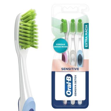 Escova de Dente Oral-B Gengiva Detox Sensitive 3 unidades