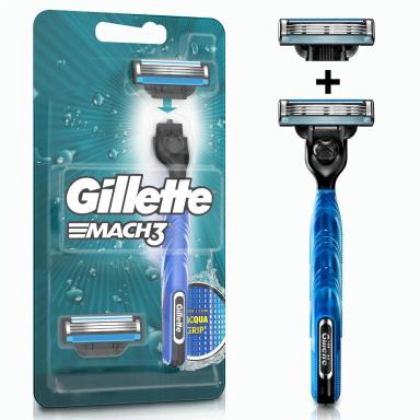 Barbeador Gillette Mach3 Acqua Grip 1 aparelho + 2 cargas