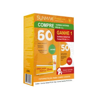 Kit Protetor Solar Sunmax Intense FPS60 120g + Sensitive Pocket FPS50 25ml