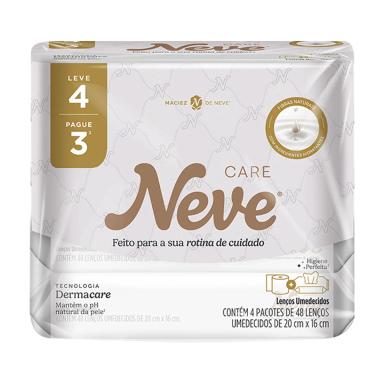 Lenço Umedecido Neve Toque de Seda 4 Pacotes - 48 unidades cada