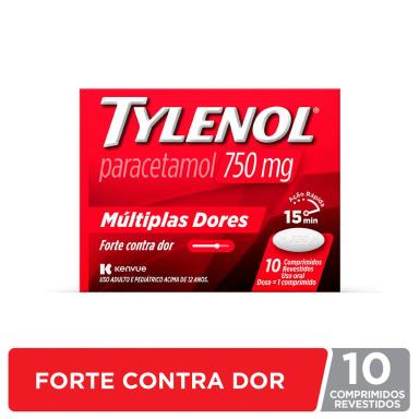 Tylenol Paracetamol 750mg Múltiplas Dores 10 comprimidos