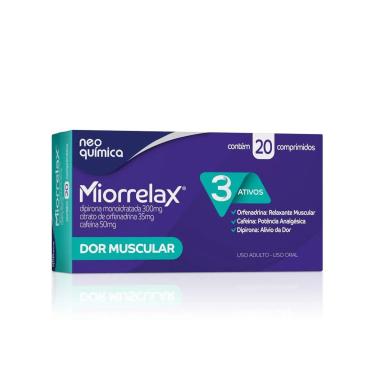 Miorrelax Dipirona Monoidratada 300mg + Citrato de Orfenadrina 35mg + Cafeína 50mg 20 comprimidos