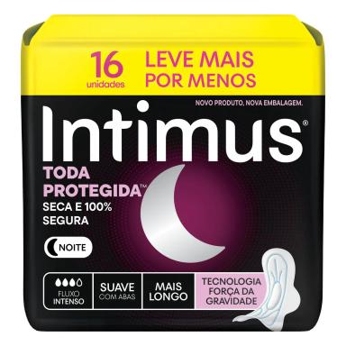 Absorvente Intimus Noturno Toda Protegida Cobertura Suave Com Abas 16 unidades