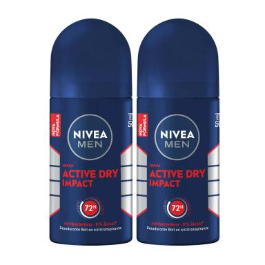 Kit Desodorante Nivea Men Dry Impact Roll-On 50ml 2 unidades