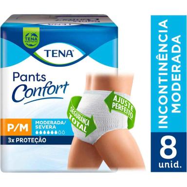 Roupa Íntima Descartável Unissex Tena Pants Confort P/M Absorção Intensa 8 unidades