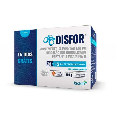 Colágeno em Pó Disfor Sabor Laranja - 45 sachês de 11g
