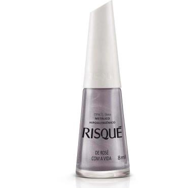 Esmalte Metálico Risqué 8ml - De Rosé com a Vida 