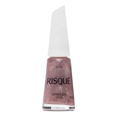 Esmalte Risqué Glitter 8ml - Granulado Rose 