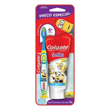 Kit Colgate Smiles Minions Infantil Escova de Dente + Pasta de Dente 100g