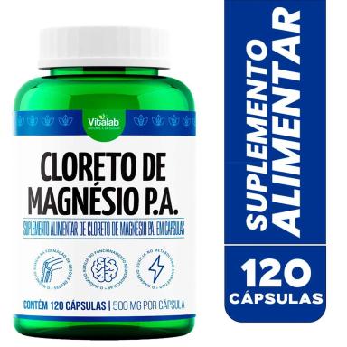 Cloreto de Magnésio P.A. Vitalab 500mg 120 cápsulas