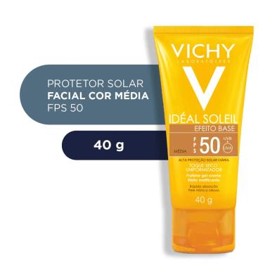Protetor Solar Facial Vichy Idéal Soleil Efeito Base FPS 50 Cor Média 40g