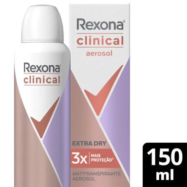 Desodorante Antitranspirante Aerosol Rexona Clinical Extra Dry Feminino 96h 150ml