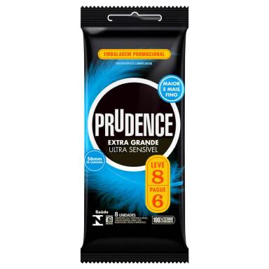 Camisinha Prudence Extra Grande Ultra Sensível com 8 unidades
